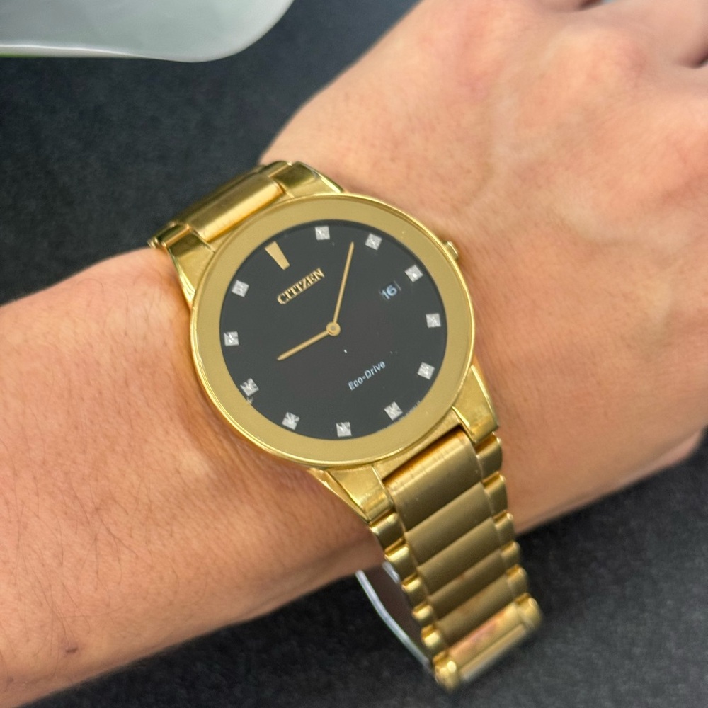 Citizen Gold and Black Men's Eco-Drive Bracelet Watch